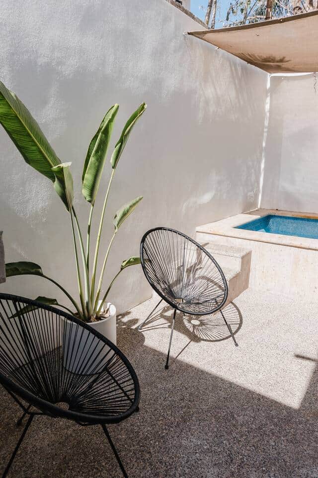 Courtyard seating beside the House plunge pool